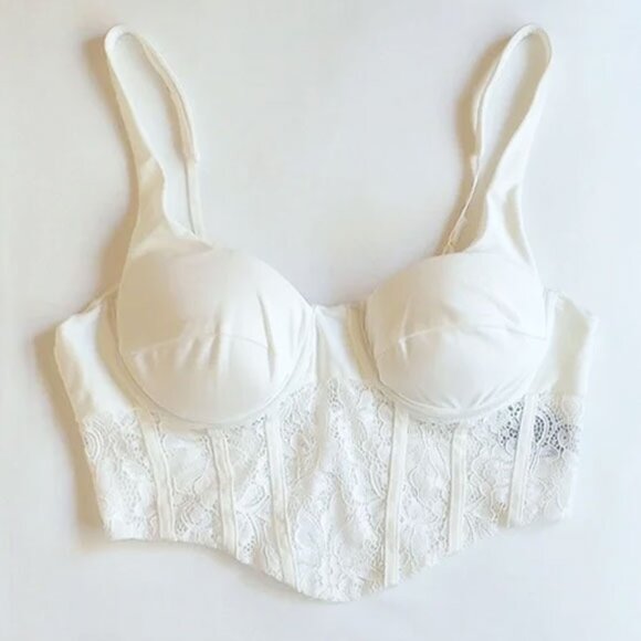 AFRM Corset Bustier Longline Bra Top M Ivory White - Picture 1 of 6